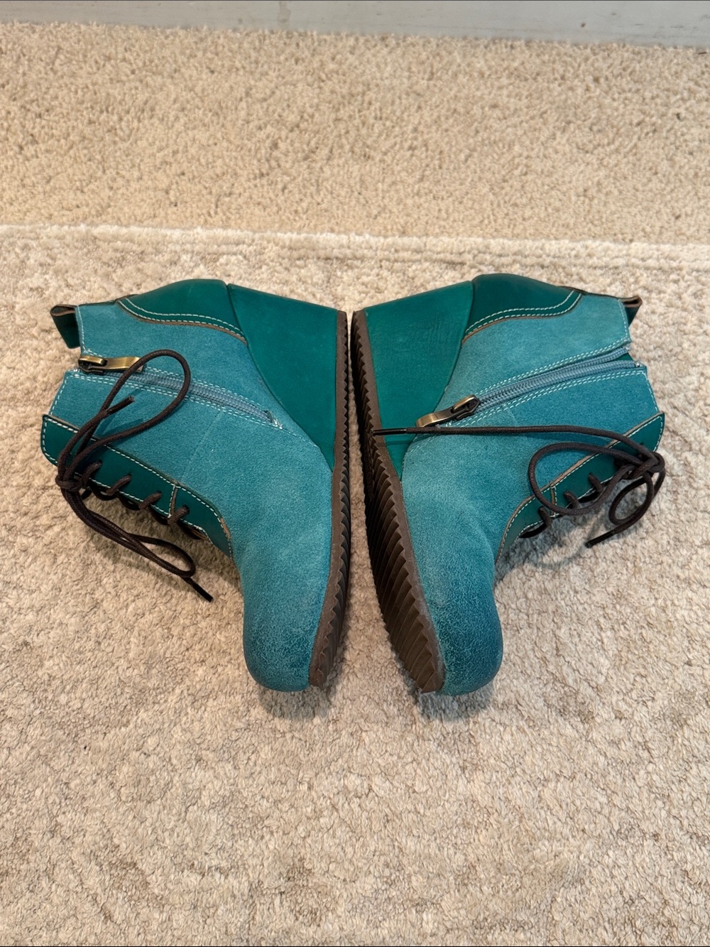 L’Artiste by Spring Step Size 36 US 5.5-6 Rare Westminster Wedge Booties teal - Picture 7 of 17